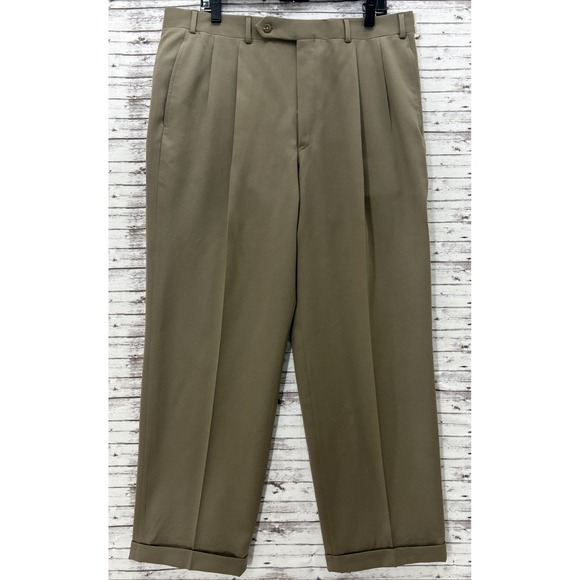 VTG Brooks Brothers Dress Pants Pleated Cuffed Made in USA 100% Wool Men 36R NWT